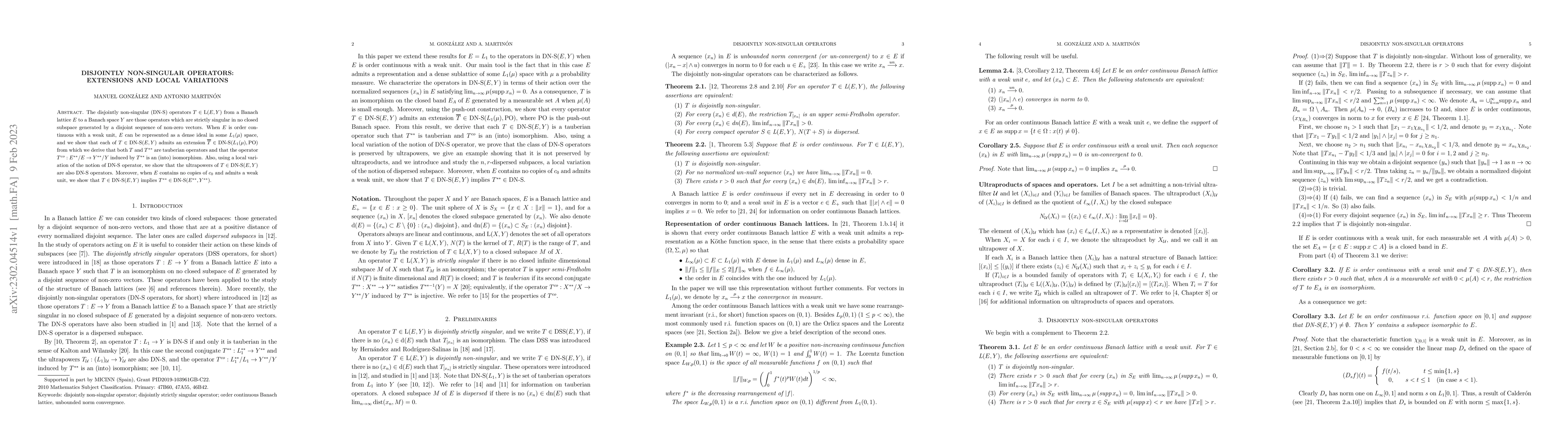 Thumbnail for Disjointly non-singular operators: Extensions and local variations