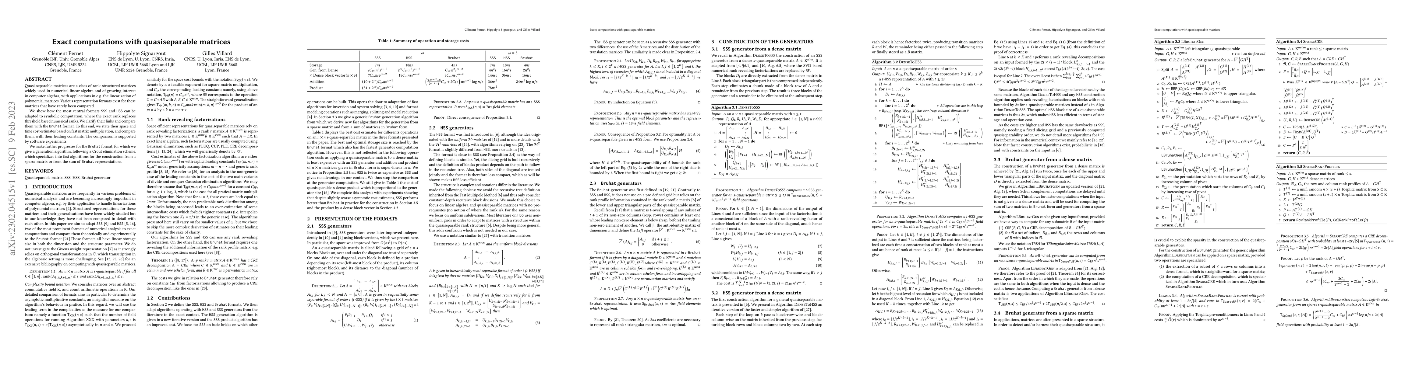 Thumbnail for Exact computations with quasiseparable matrices