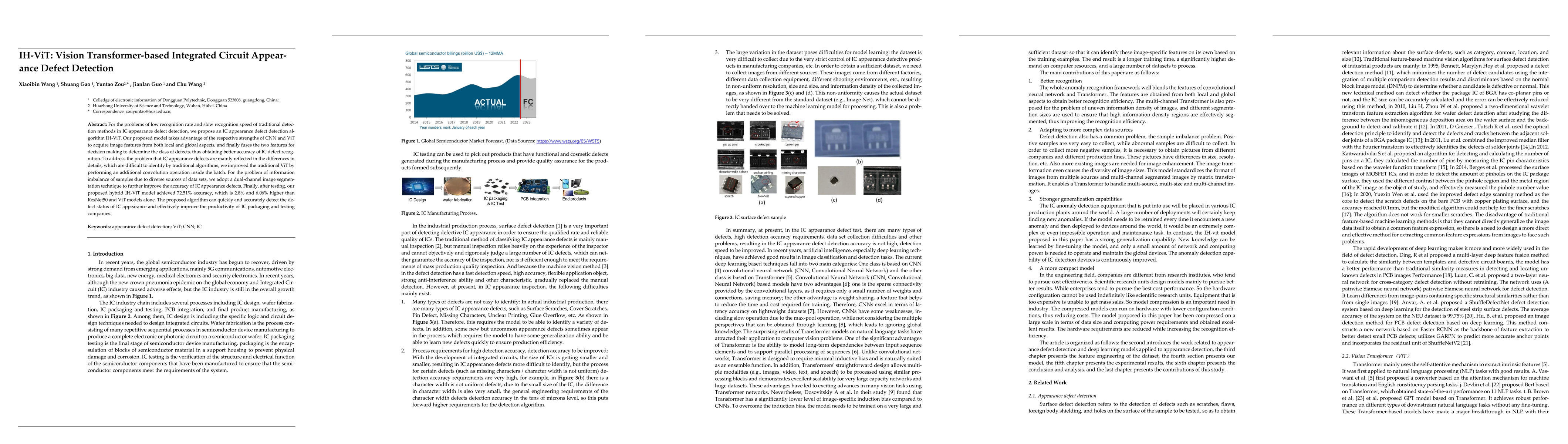 Thumbnail for IH-ViT: Vision Transformer-based Integrated Circuit Appear-ance Defect
  Detection