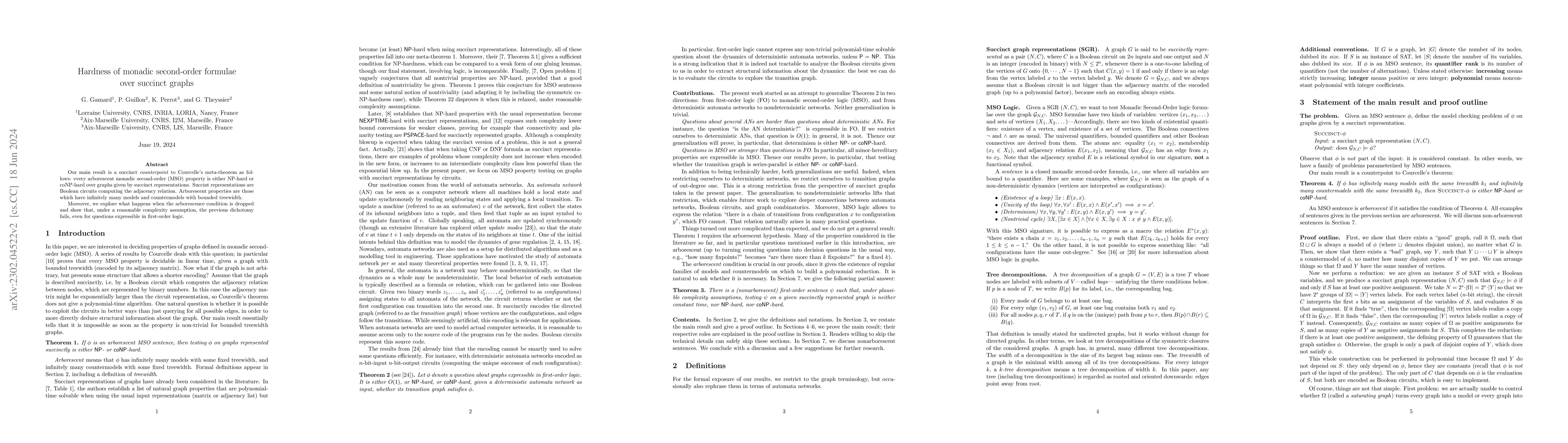 Thumbnail for Hardness of monadic second-order formulae over succinct graphs