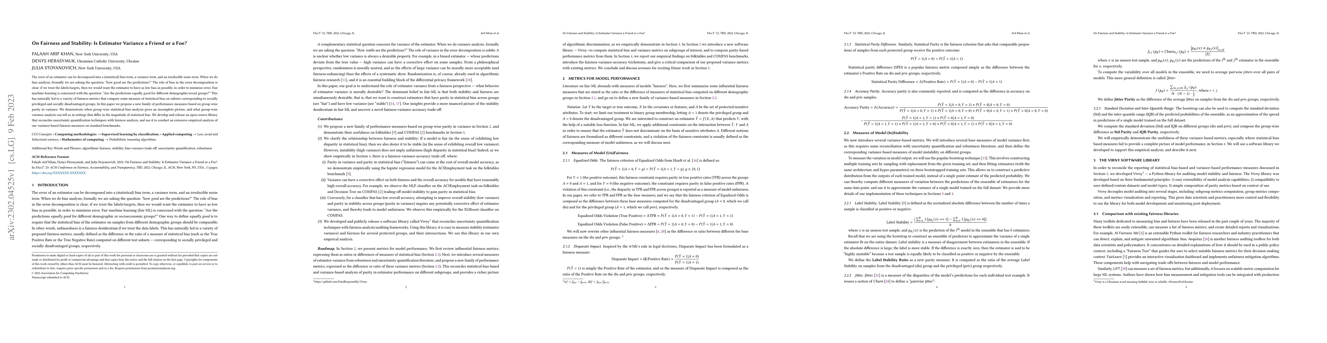 Thumbnail for On Fairness and Stability: Is Estimator Variance a Friend or a Foe?