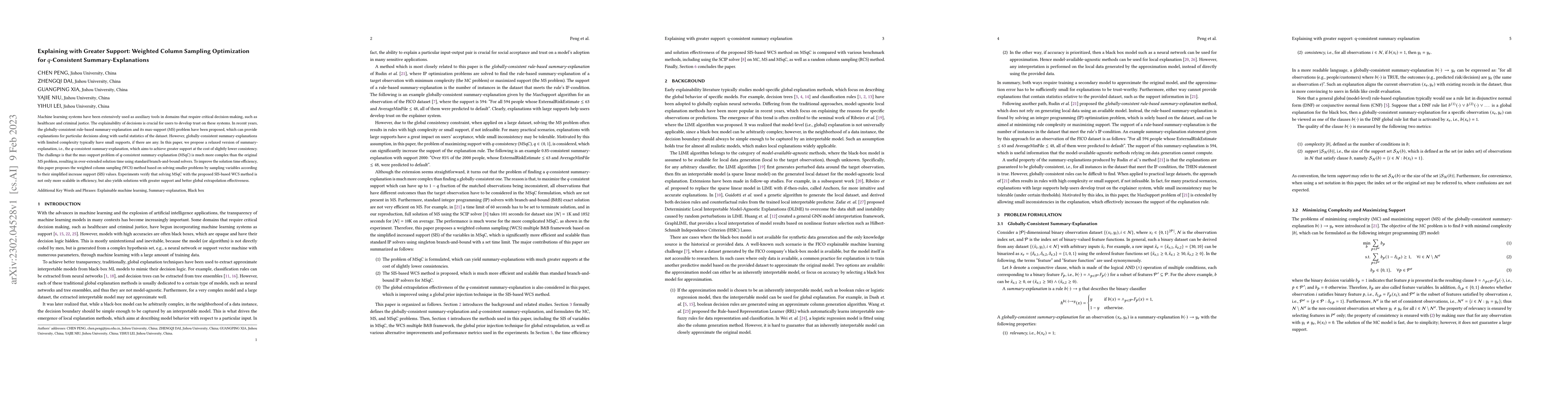 Thumbnail for Explaining with Greater Support: Weighted Column Sampling Optimization
  for q-Consistent Summary-Explanations