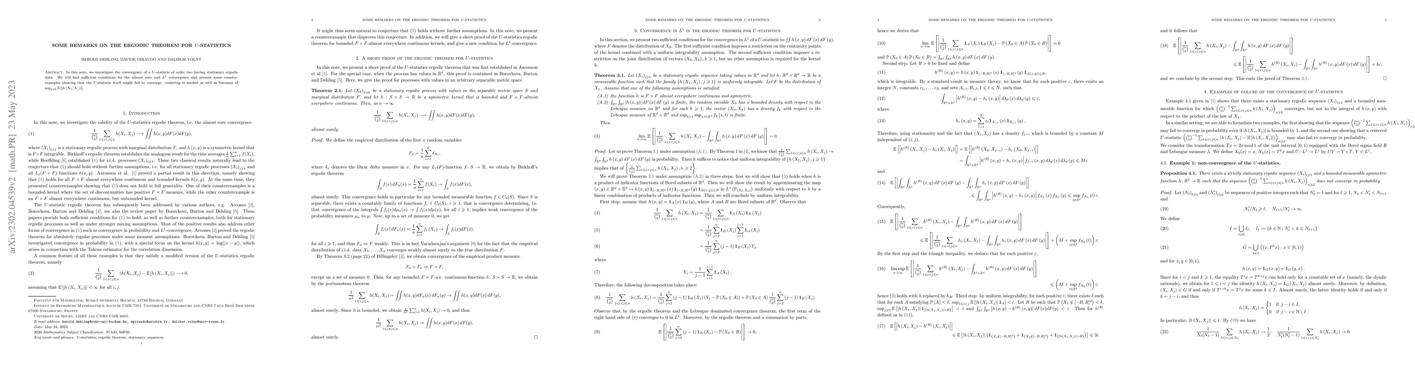 Thumbnail for Some remarks on the ergodic theorem for $U$-statistics