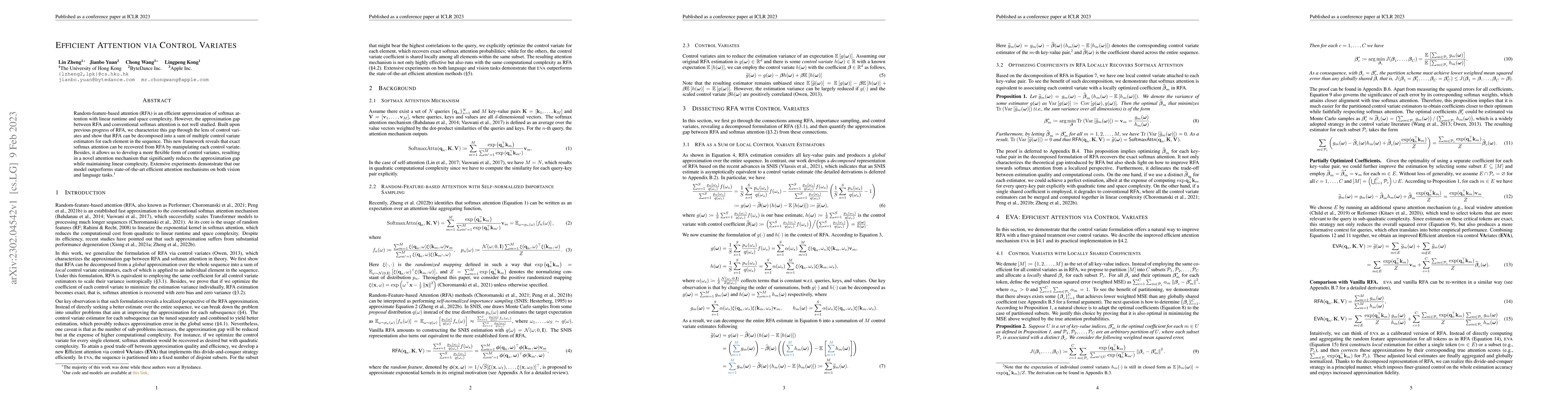 Thumbnail for Efficient Attention via Control Variates