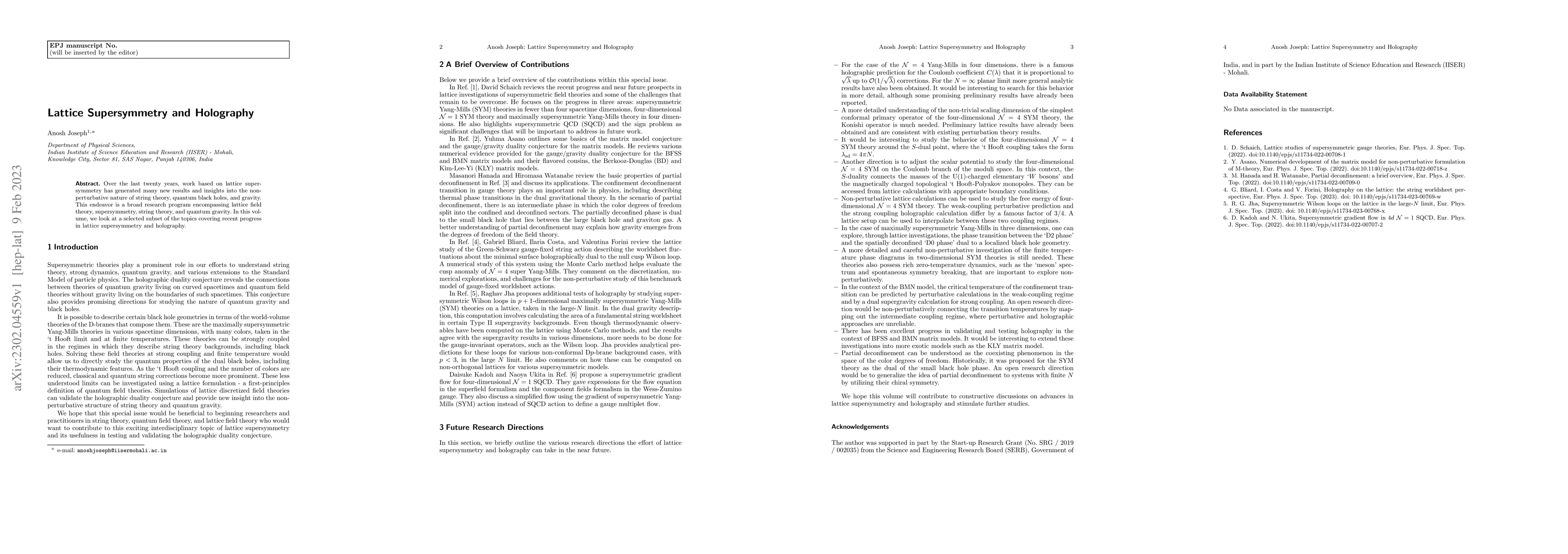 Thumbnail for Lattice Supersymmetry and Holography