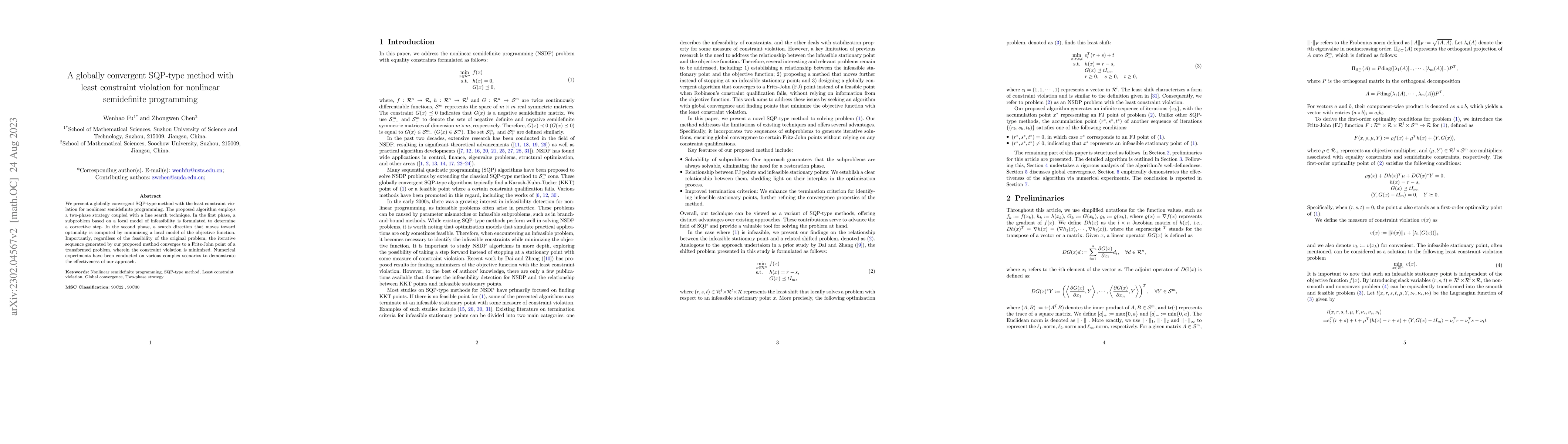 Thumbnail for A globally convergent SQP-type method with least constraint violation
  for nonlinear semidefinite programming