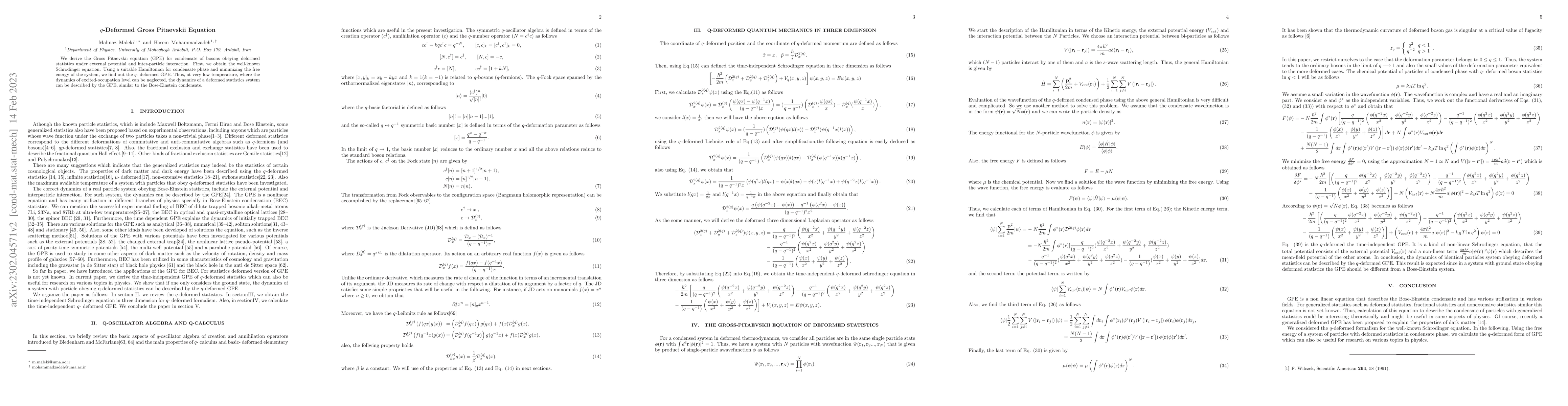 Thumbnail for q-Deformed Gross Pitaevskii Equation