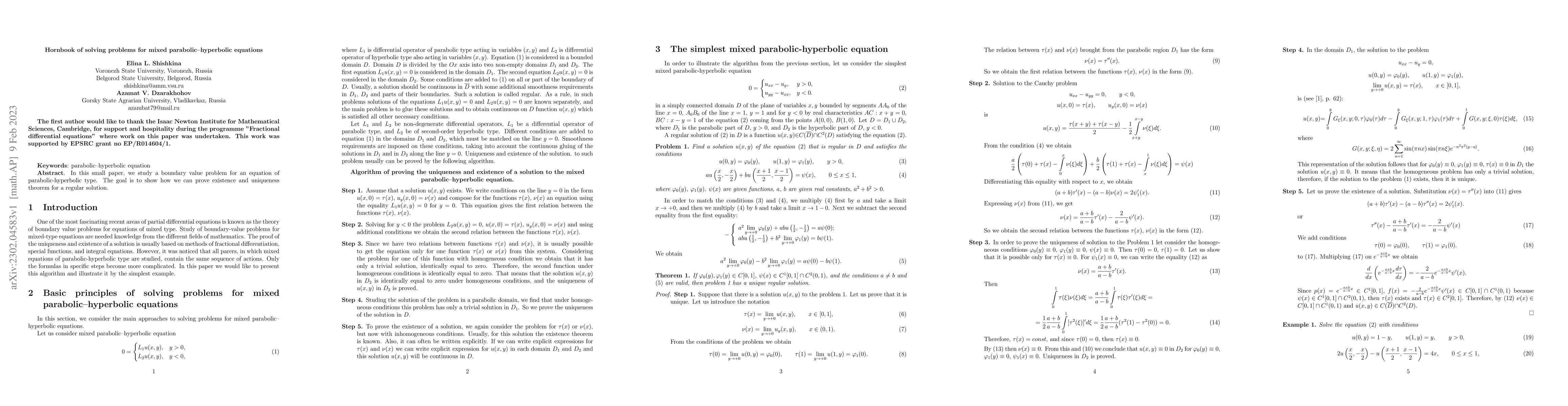 Thumbnail for Hornbook of solving problems for mixed parabolic--hyperbolic equations