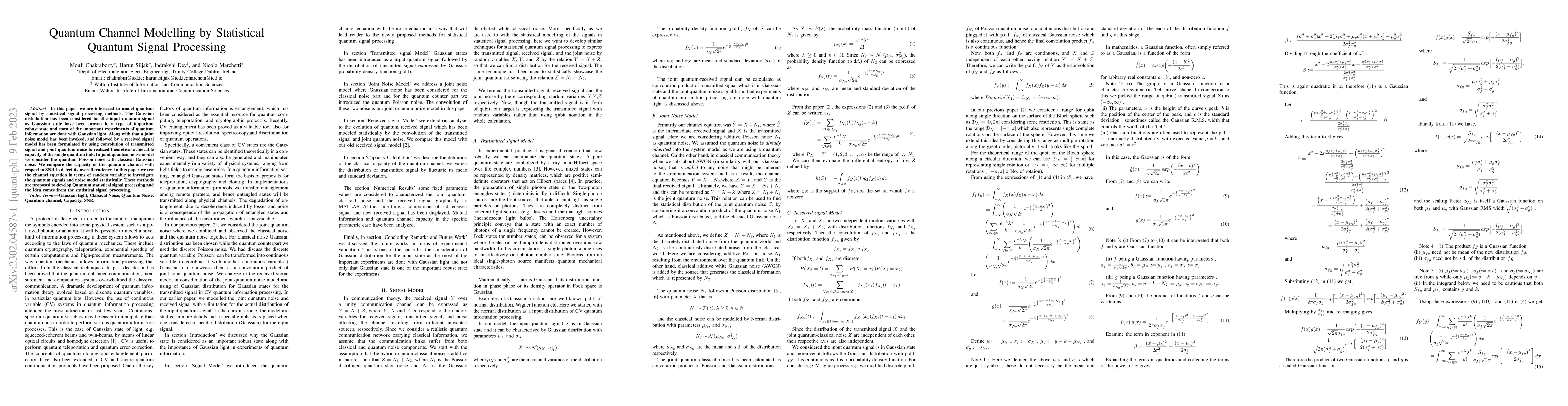 Thumbnail for Quantum Channel Modelling by Statistical Quantum Signal Processing