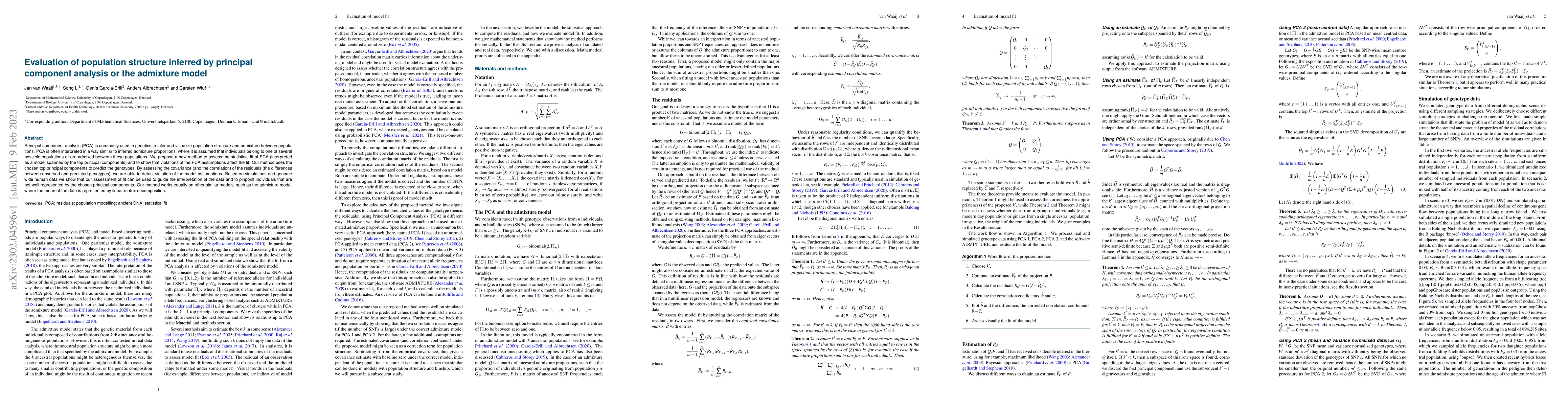 Thumbnail for Evaluation of population structure inferred by principal component
  analysis or the admixture model