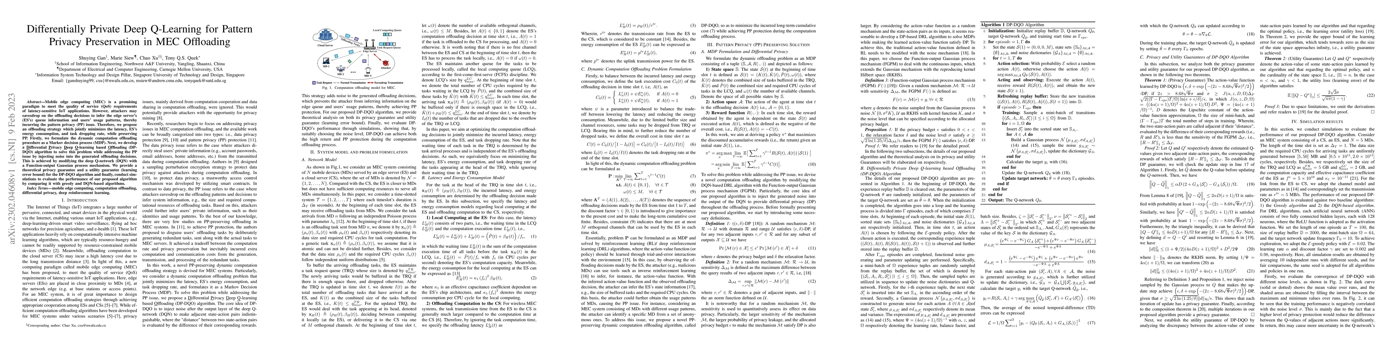 Thumbnail for Differentially Private Deep Q-Learning for Pattern Privacy Preservation
  in MEC Offloading