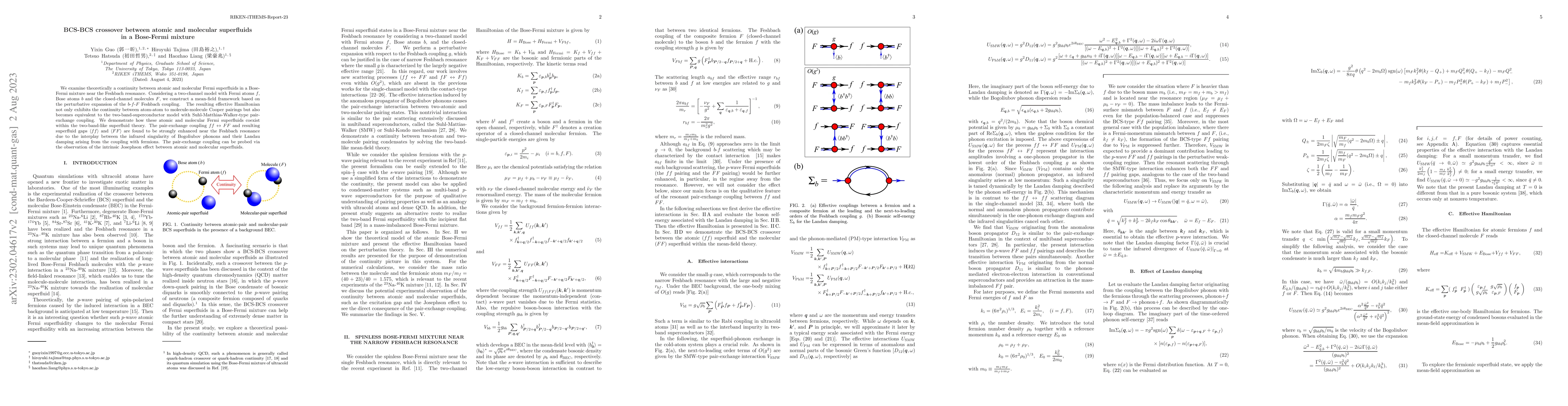Thumbnail for BCS-BCS crossover between atomic and molecular superfluids in a
  Bose-Fermi mixture