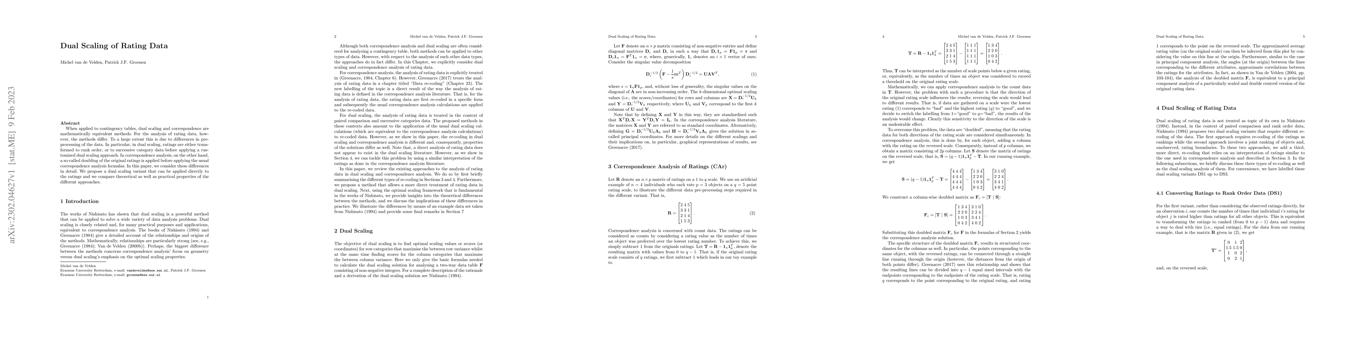 Thumbnail for Dual scaling of rating data
