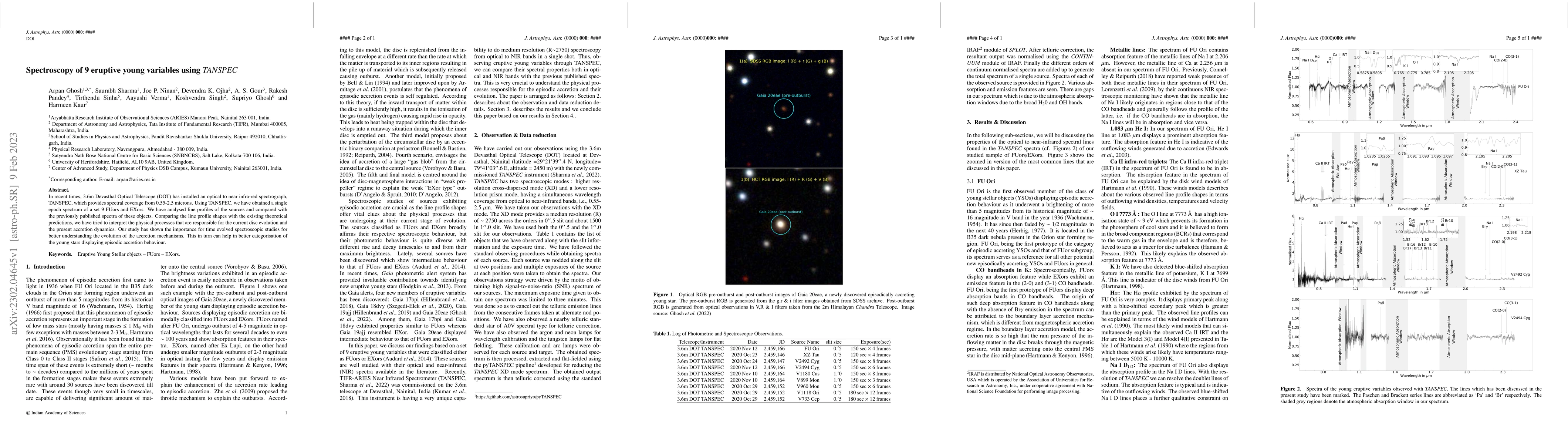 Thumbnail for Spectroscopy of 9 eruptive young variables using TANSPEC