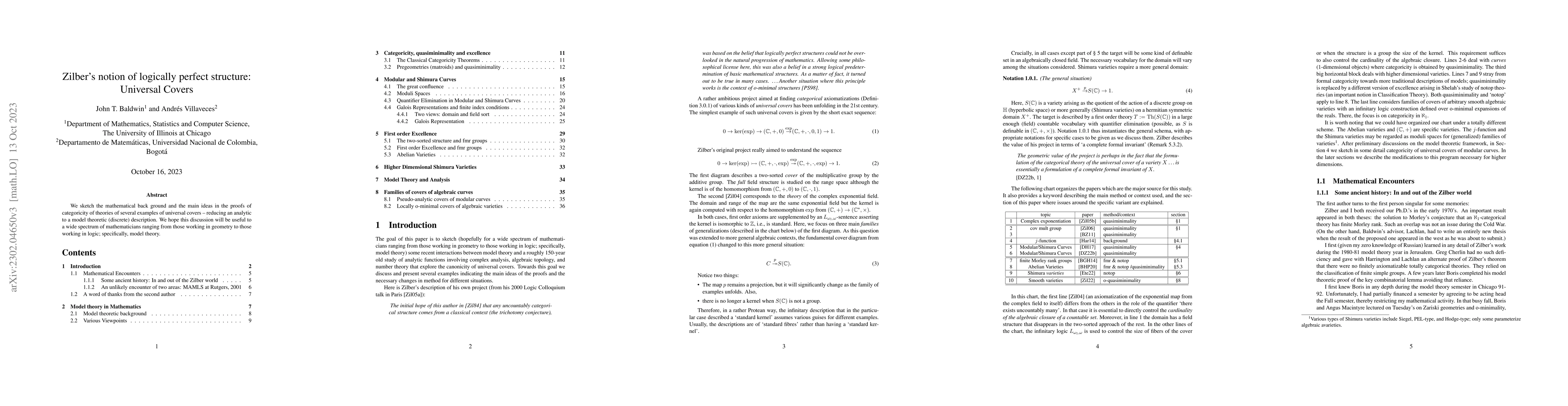 Thumbnail for Zilber's notion of logically perfect structure: Universal Covers