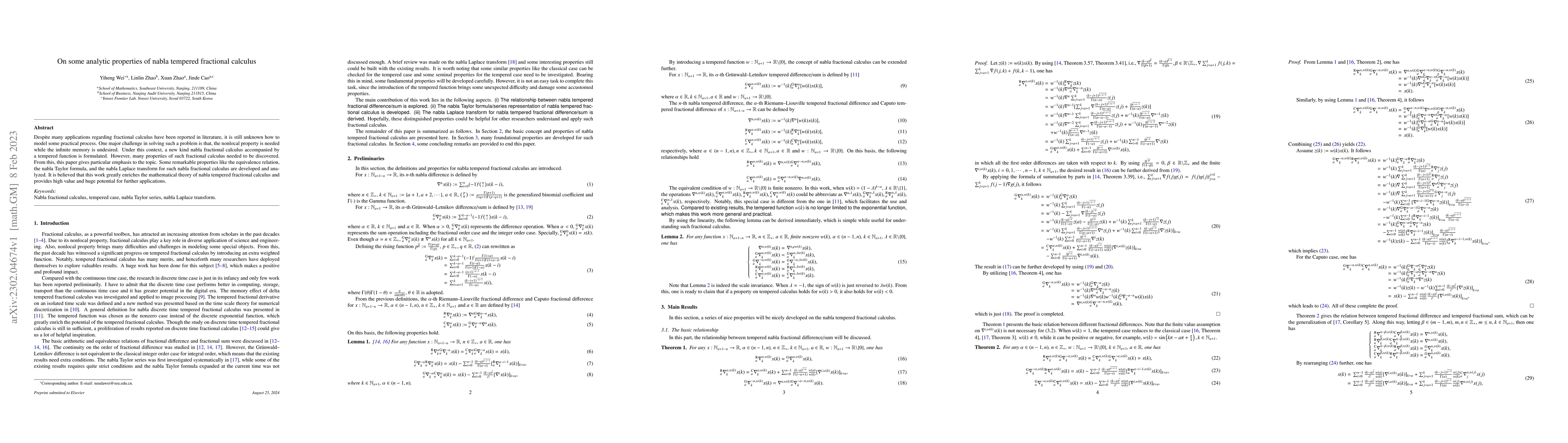 Thumbnail for On some analytic properties of nabla tempered fractional calculus