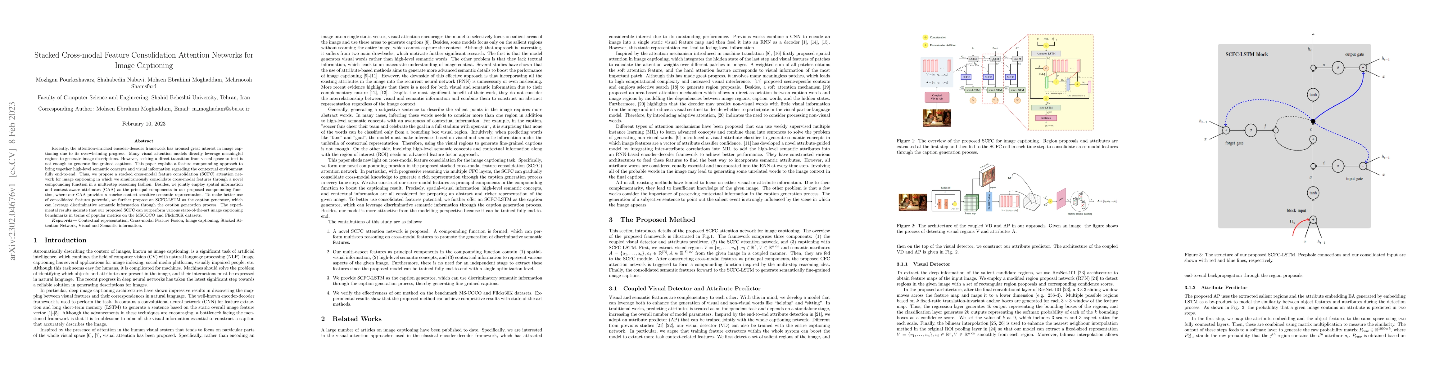 Thumbnail for Stacked Cross-modal Feature Consolidation Attention Networks for Image
  Captioning