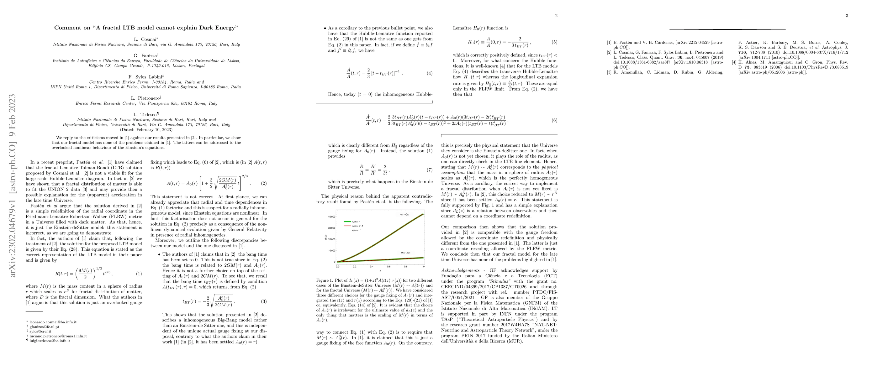Thumbnail for Comment on "A fractal LTB model cannot explain Dark Energy''