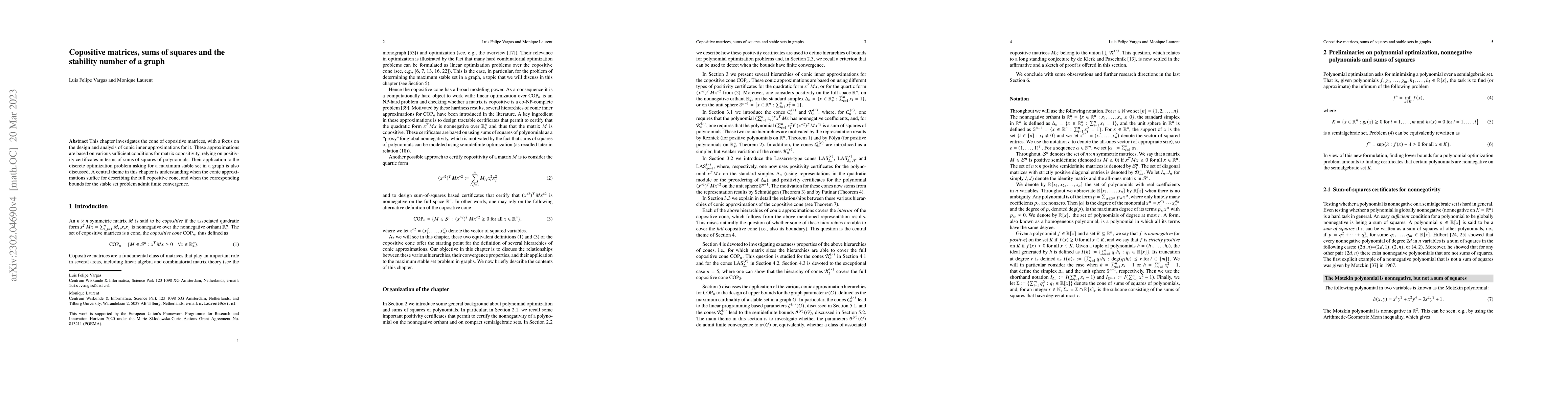 Thumbnail for Copositive matrices, sums of squares and the stability number of a graph