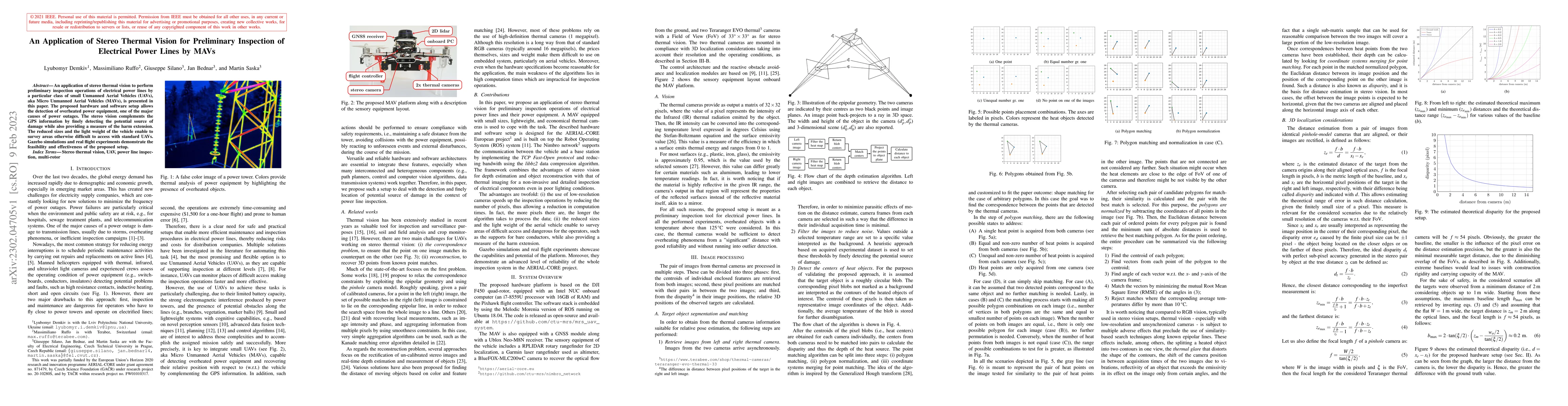 Thumbnail for An Application of Stereo Thermal Vision for Preliminary Inspection of
  Electrical Power Lines by MAVs