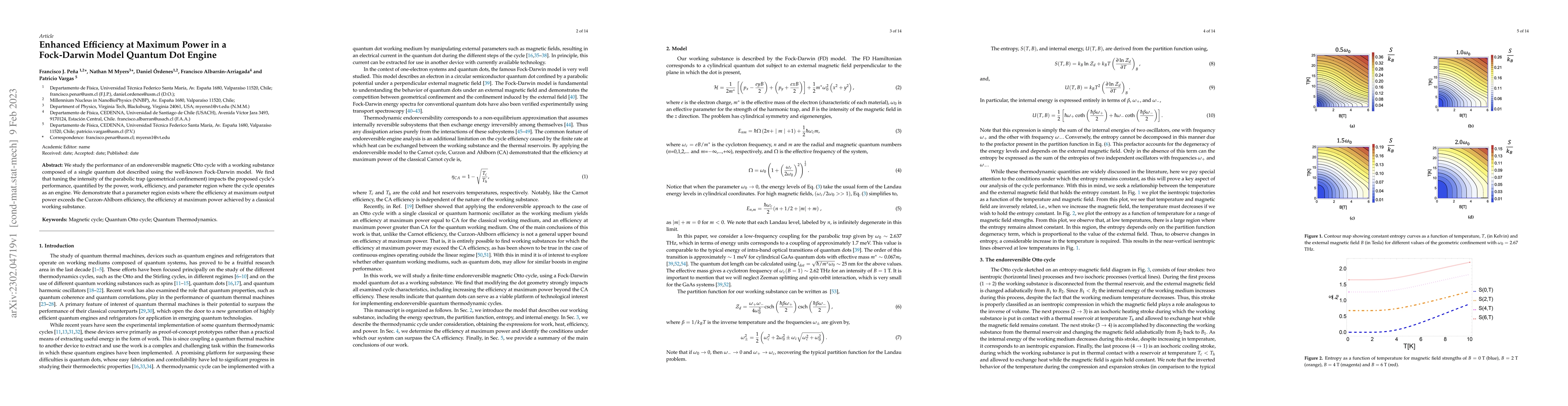 Thumbnail for Enhanced Efficiency at Maximum Power in a Fock-Darwin Model Quantum Dot
  Engine