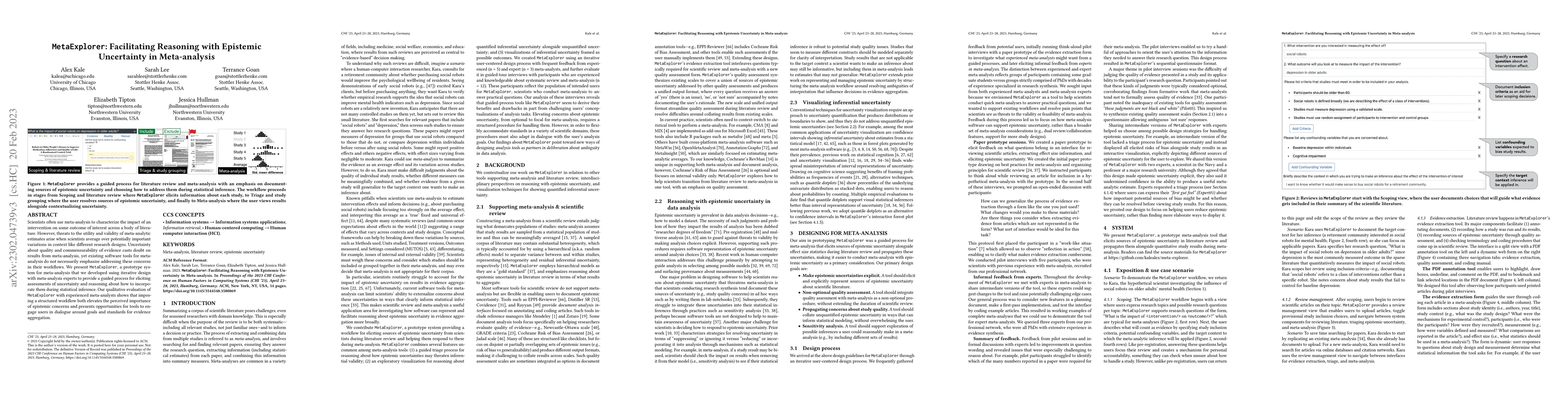 Thumbnail for MetaExplorer: Facilitating Reasoning with Epistemic Uncertainty in
  Meta-analysis