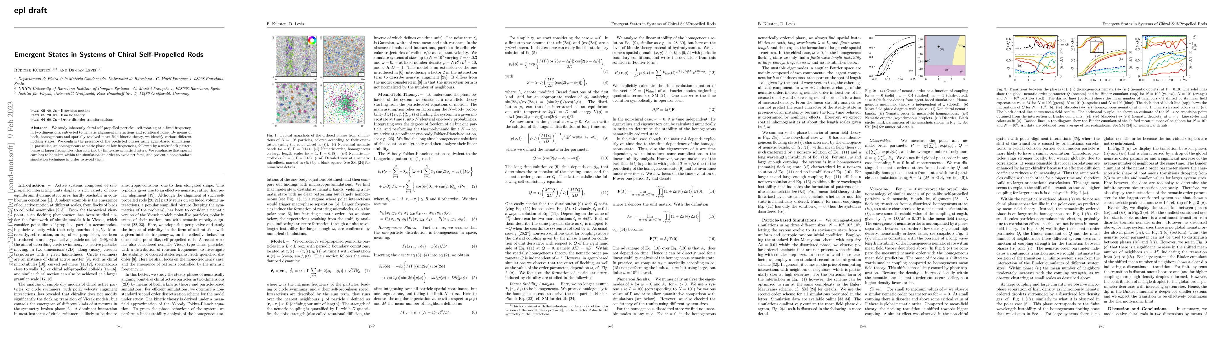 Thumbnail for Emergent States in Systems of Chiral Self-Propelled Rods