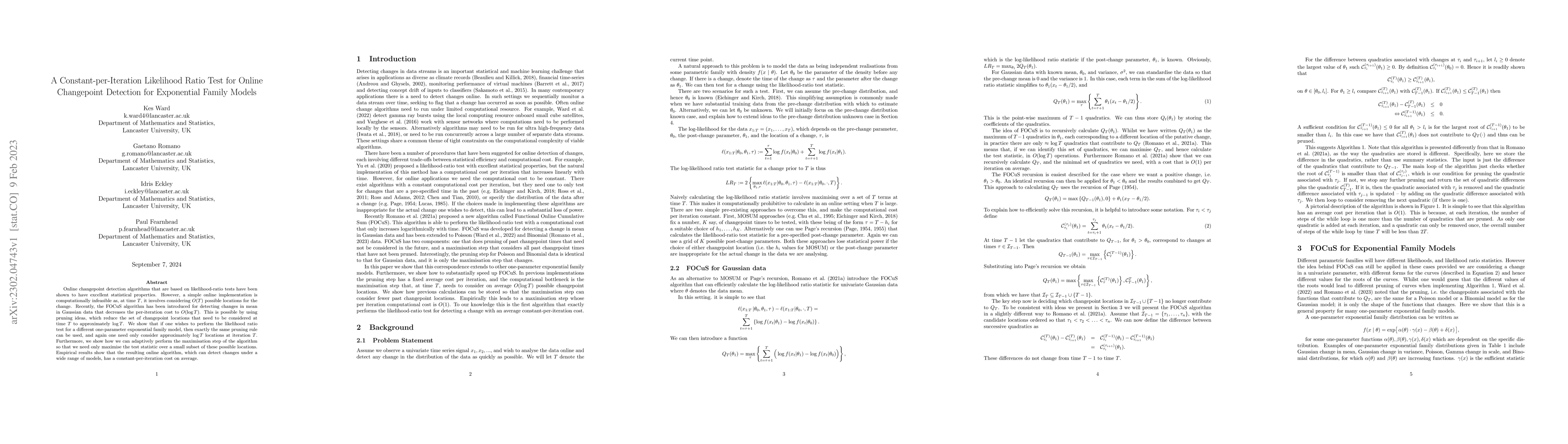 Thumbnail for A Constant-per-Iteration Likelihood Ratio Test for Online Changepoint
  Detection for Exponential Family Models