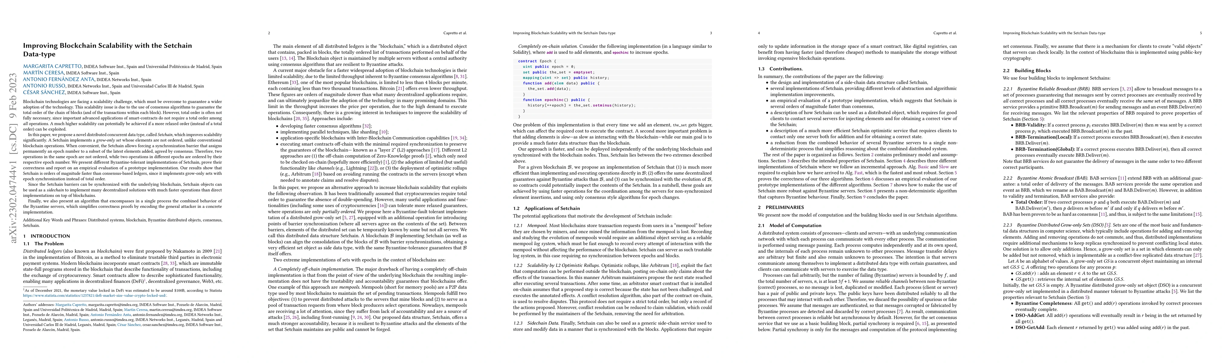 Thumbnail for Improving Blockchain Scalability with the Setchain Data-type