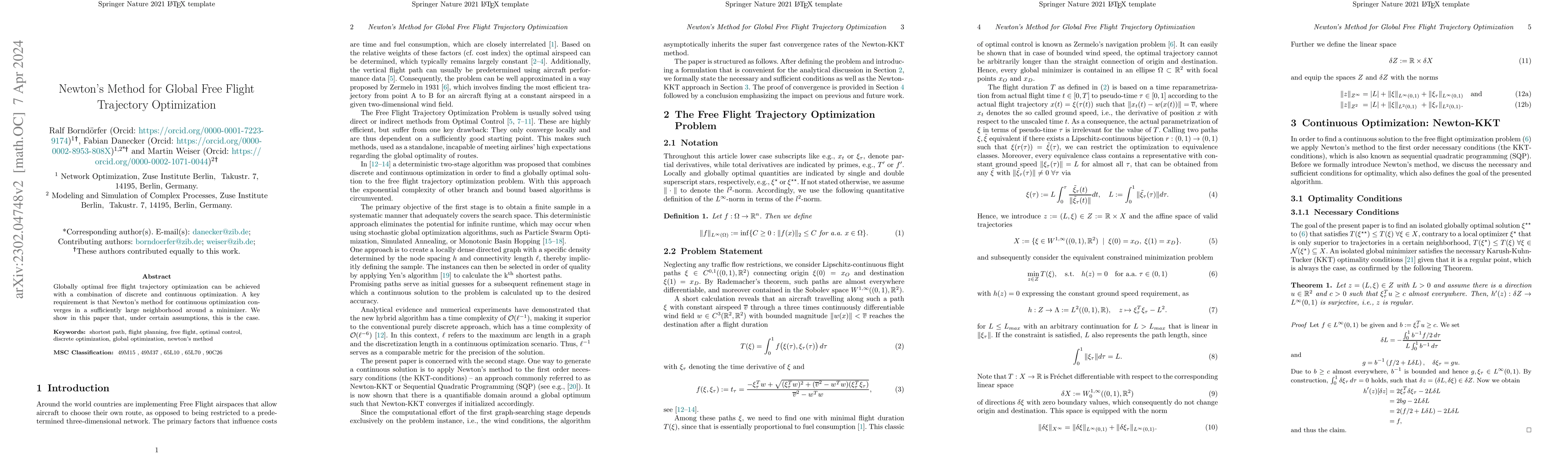 Thumbnail for Newton's Method for Global Free Flight Trajectory Optimization