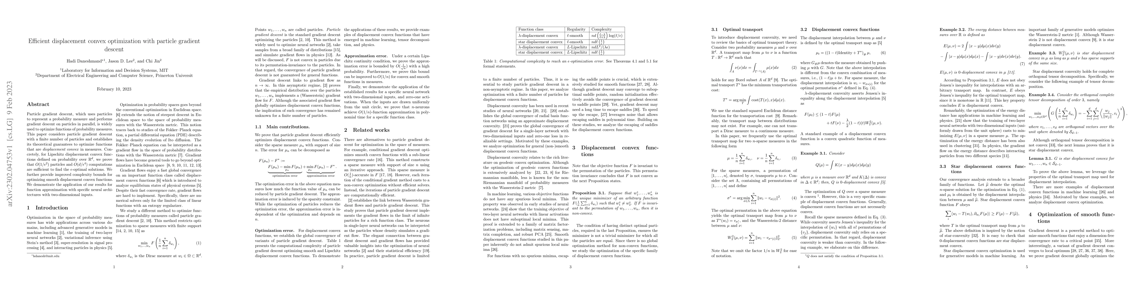 Thumbnail for Efficient displacement convex optimization with particle gradient
  descent