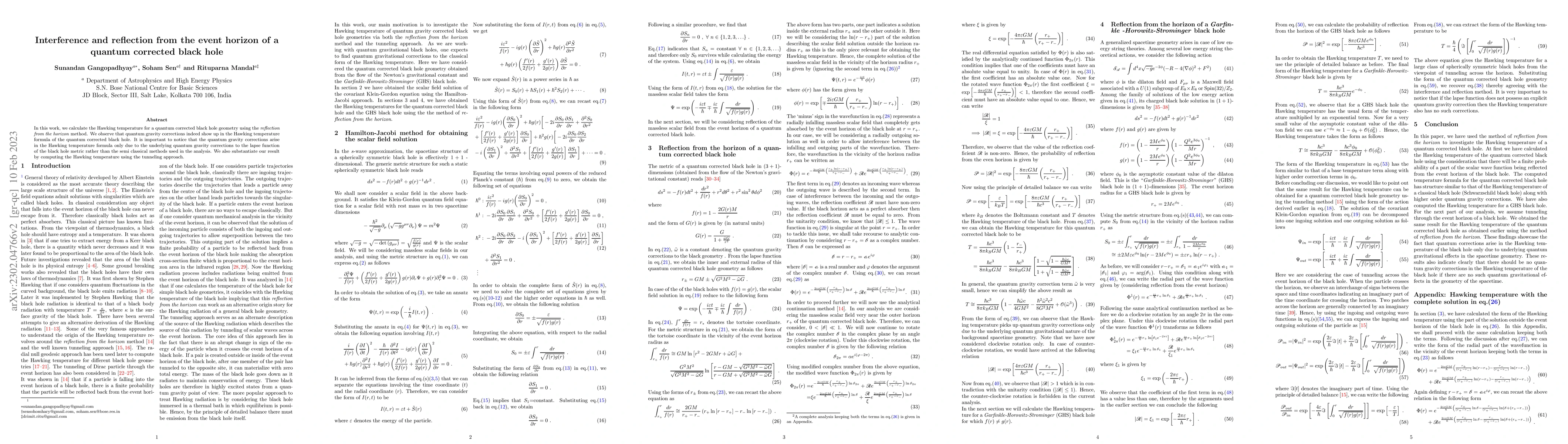 Thumbnail for Interference and reflection from the event horizon of a quantum
  corrected black hole