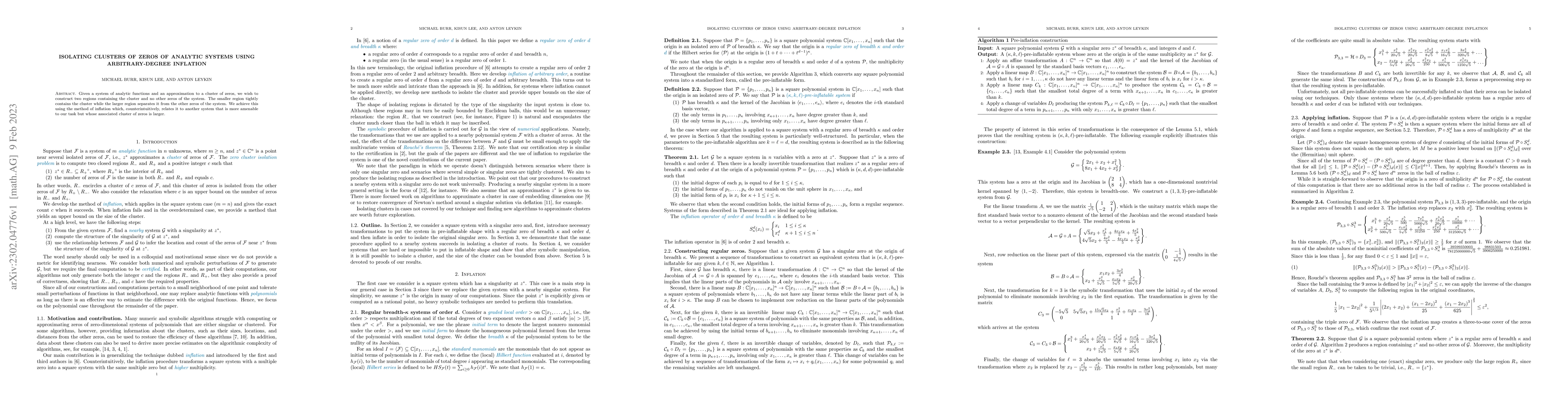 Thumbnail for Isolating clusters of zeros of analytic systems using arbitrary-degree
  inflation