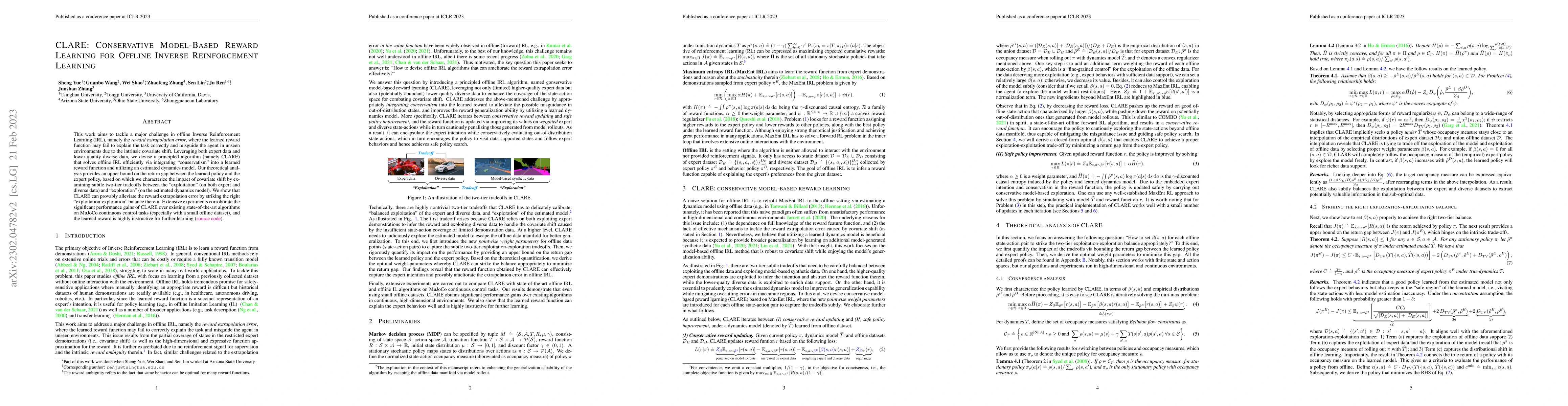 Thumbnail for CLARE: Conservative Model-Based Reward Learning for Offline Inverse
  Reinforcement Learning