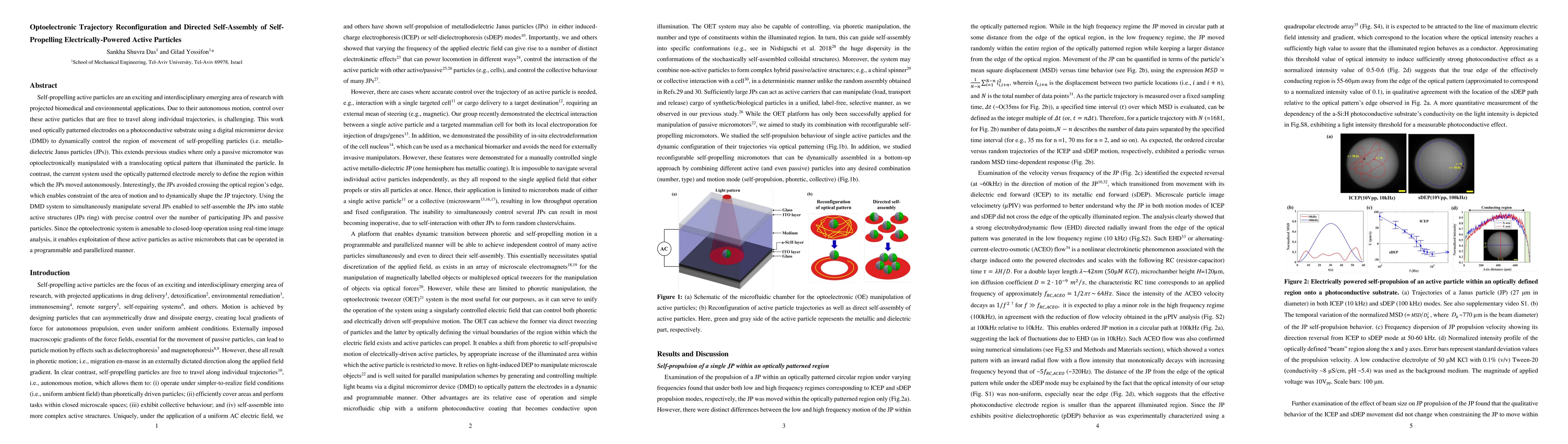 Thumbnail for Optoelectronic Trajectory Reconfiguration and Directed Self-Assembly of
  Self-Propelling Electrically-Powered Active Particles