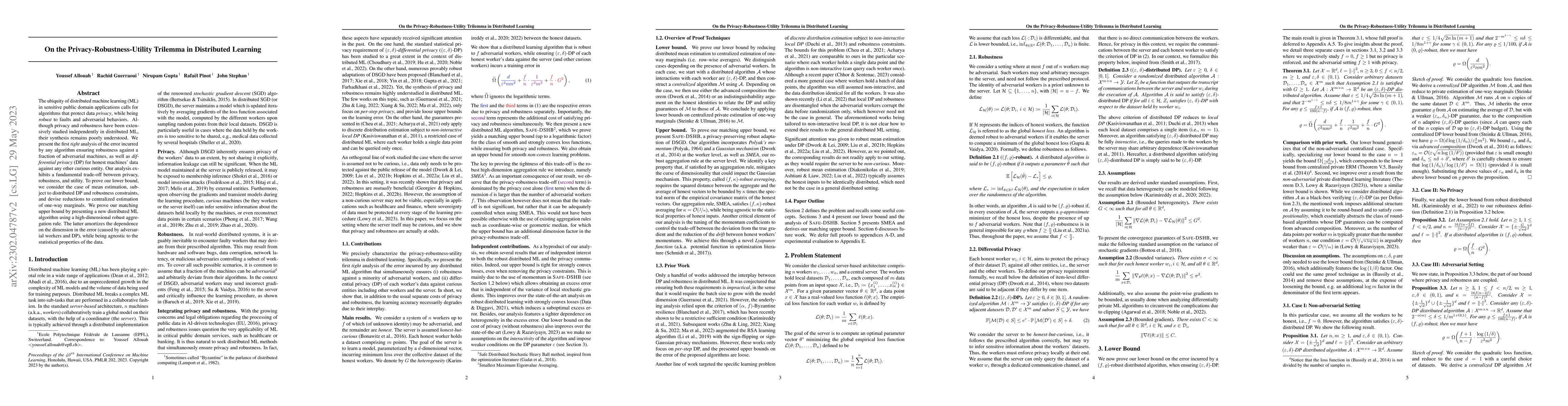Thumbnail for On the Privacy-Robustness-Utility Trilemma in Distributed Learning