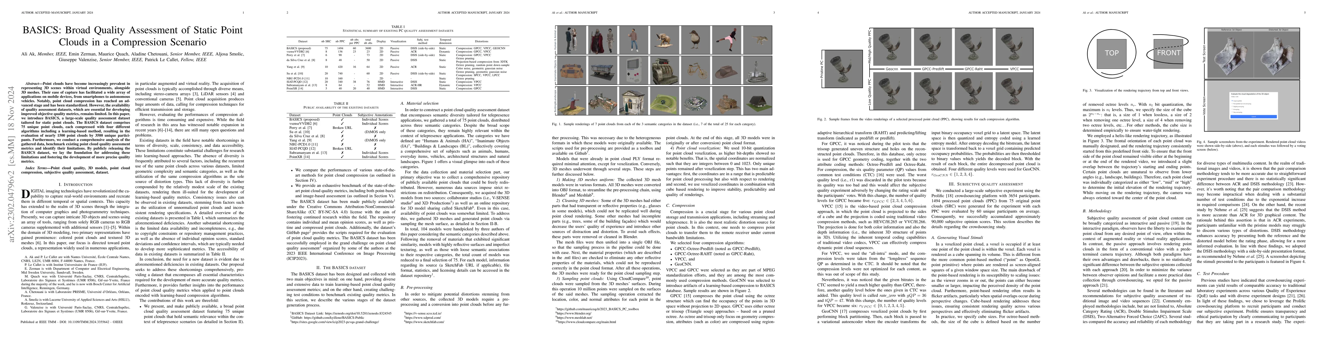 Thumbnail for BASICS: Broad quality Assessment of Static point clouds In Compression
  Scenarios