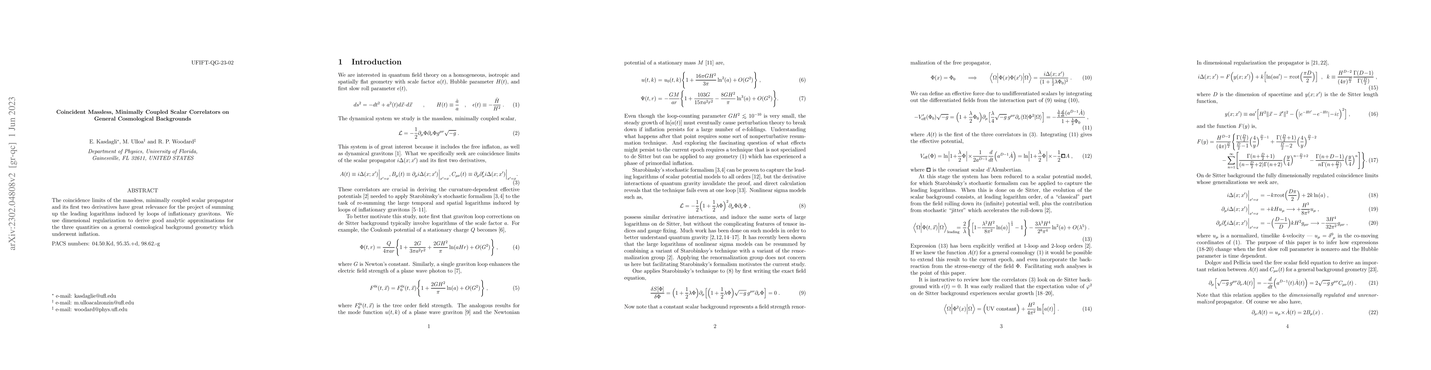 Thumbnail for Coincident Massless, Minimally Coupled Scalar Correlators on General
  Cosmological Backgrounds