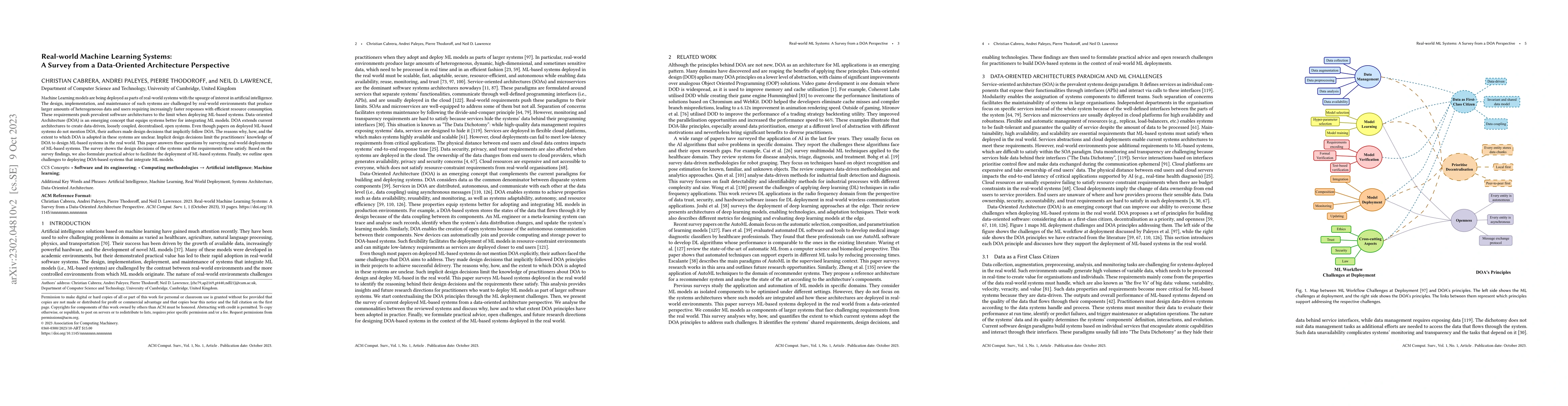 Thumbnail for Real-world Machine Learning Systems: A survey from a Data-Oriented
  Architecture Perspective