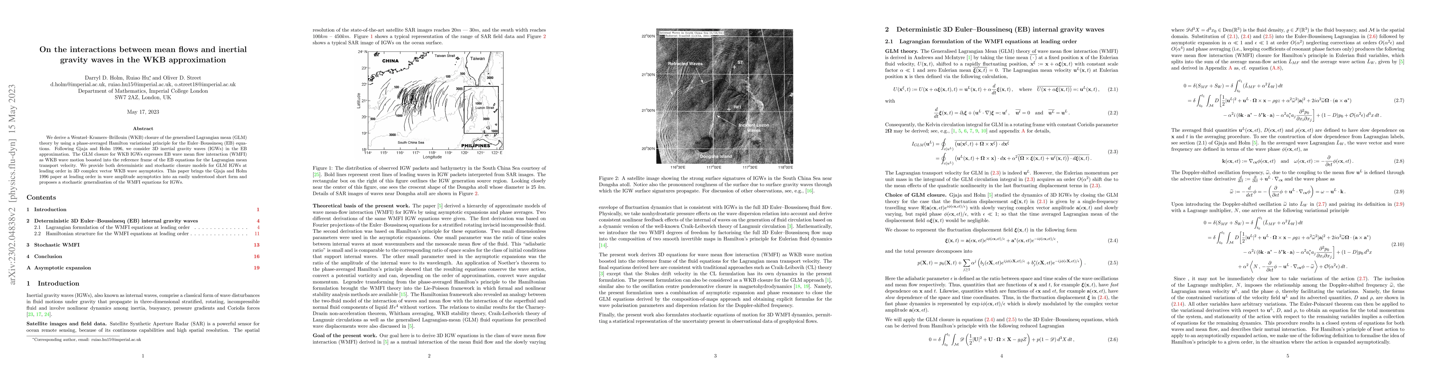 Thumbnail for On the interactions between mean flows and inertial gravity waves in the
  WKB approximation
