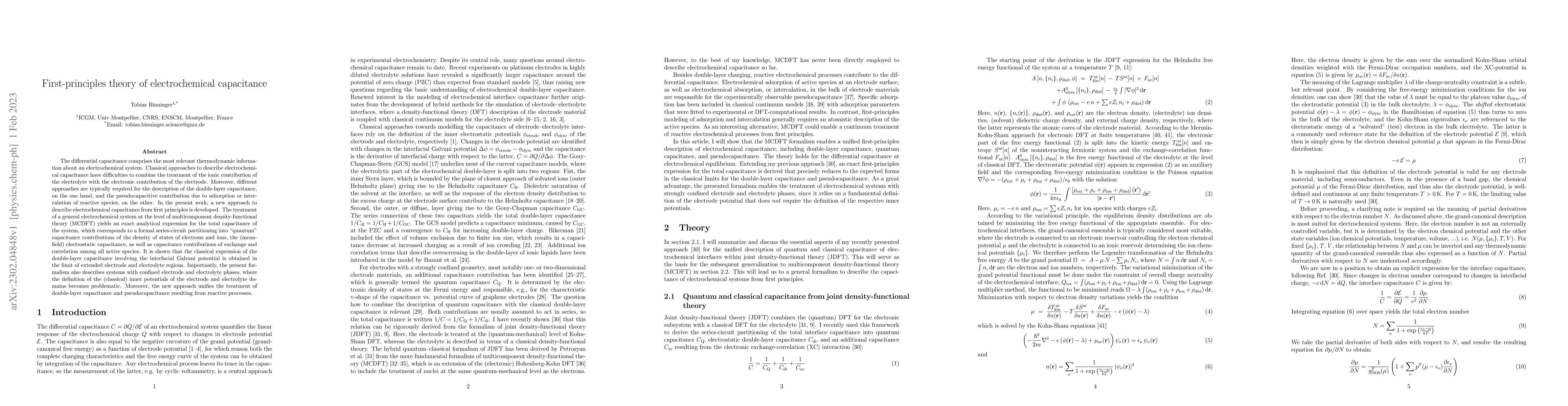 Thumbnail for First-principles theory of electrochemical capacitance