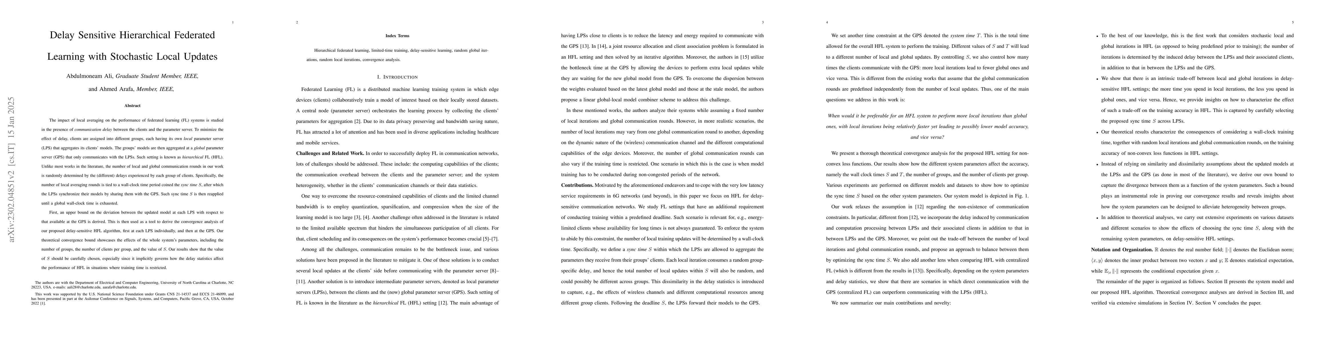 Thumbnail for Delay Sensitive Hierarchical Federated Learning with Stochastic Local
  Updates