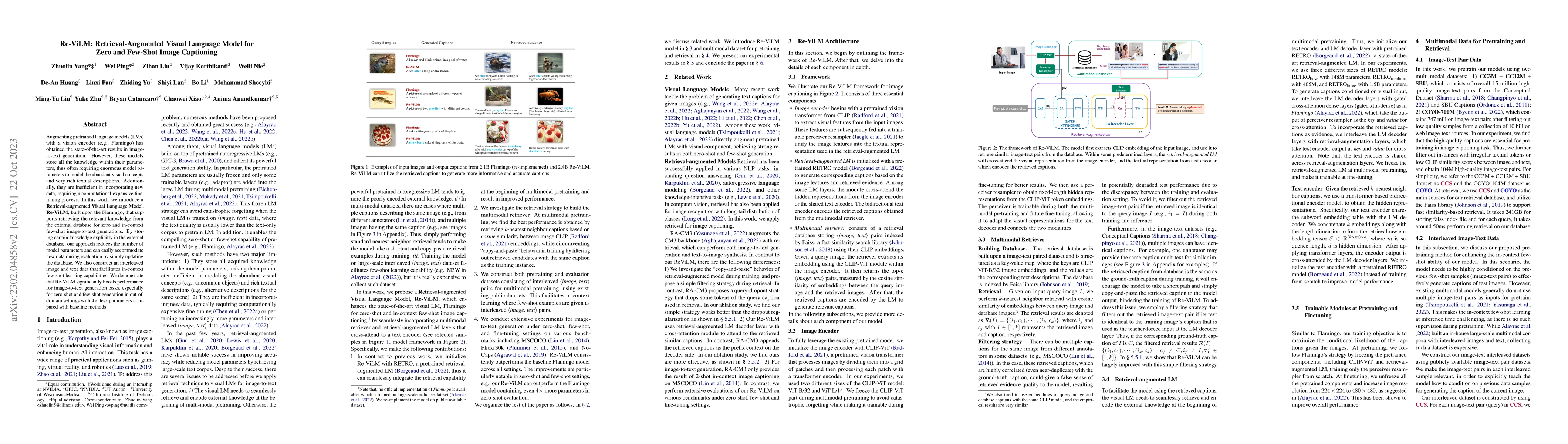 Thumbnail for Re-ViLM: Retrieval-Augmented Visual Language Model for Zero and Few-Shot
  Image Captioning