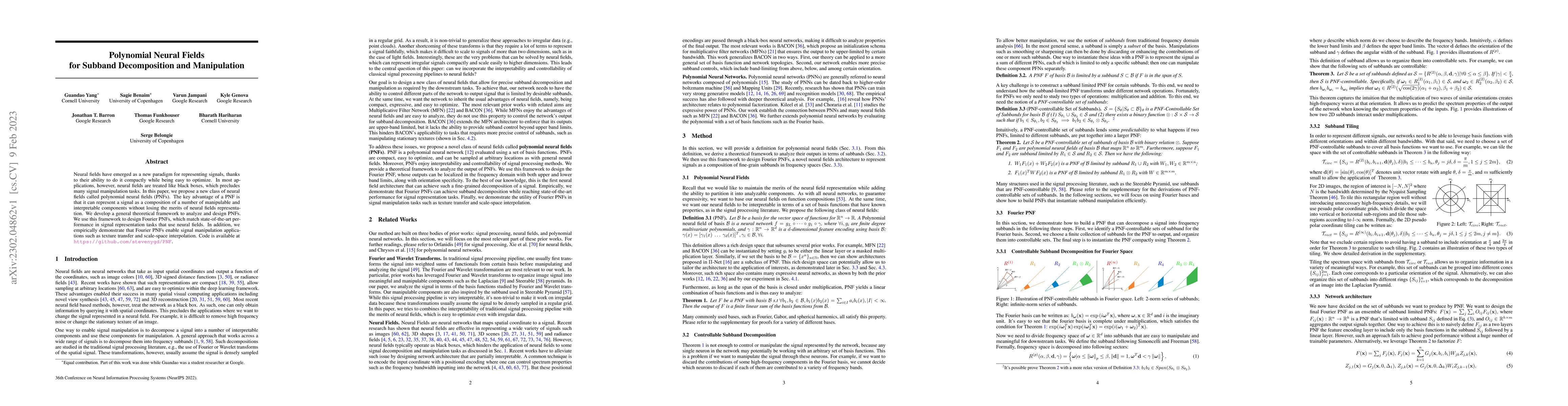 Thumbnail for Polynomial Neural Fields for Subband Decomposition and Manipulation