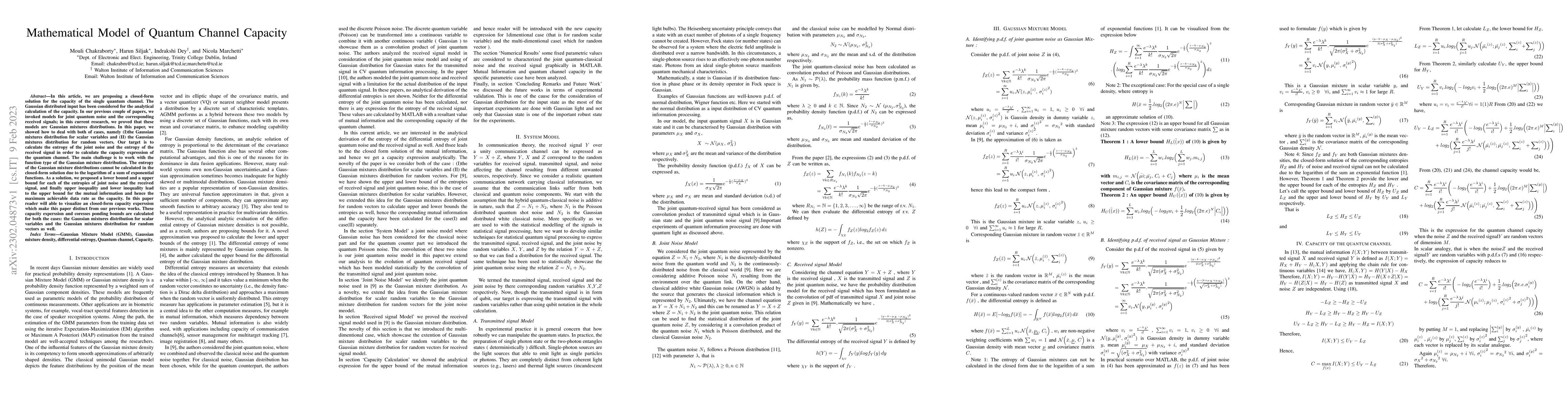 Thumbnail for Mathematical Model of Quantum Channel Capacity