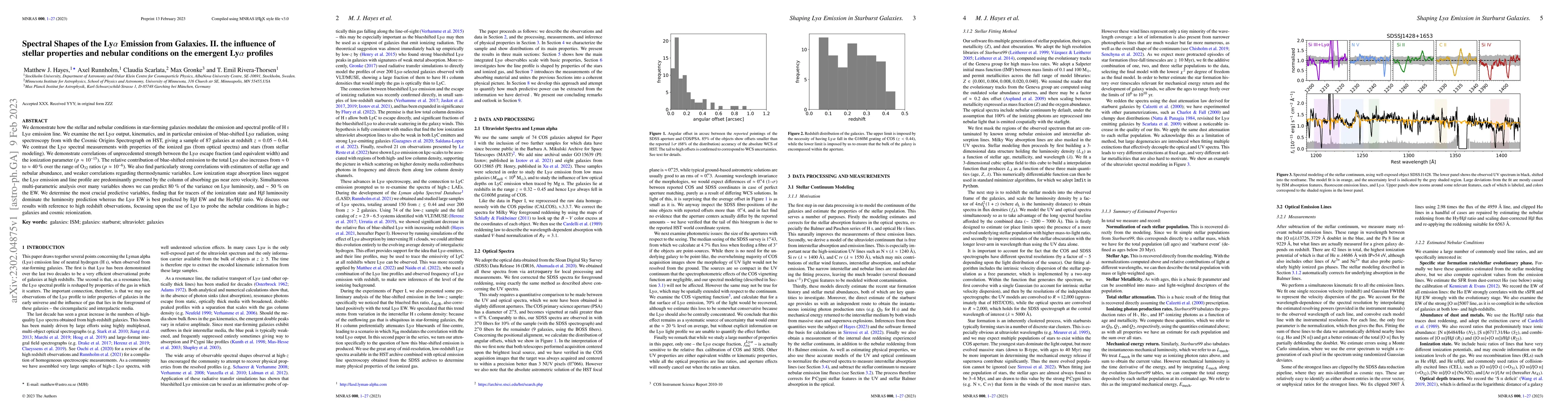 Thumbnail for Spectral Shapes of the Lya Emission from Galaxies. II. the influence of
  stellar properties and nebular conditions on the emergent Lya profiles