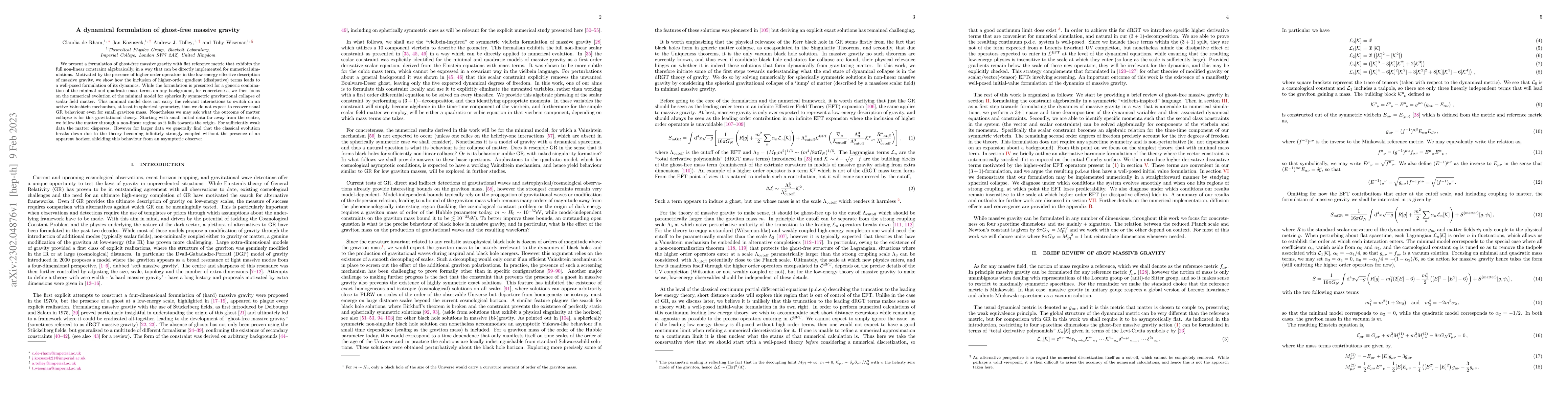Thumbnail for A dynamical formulation of ghost-free massive gravity
