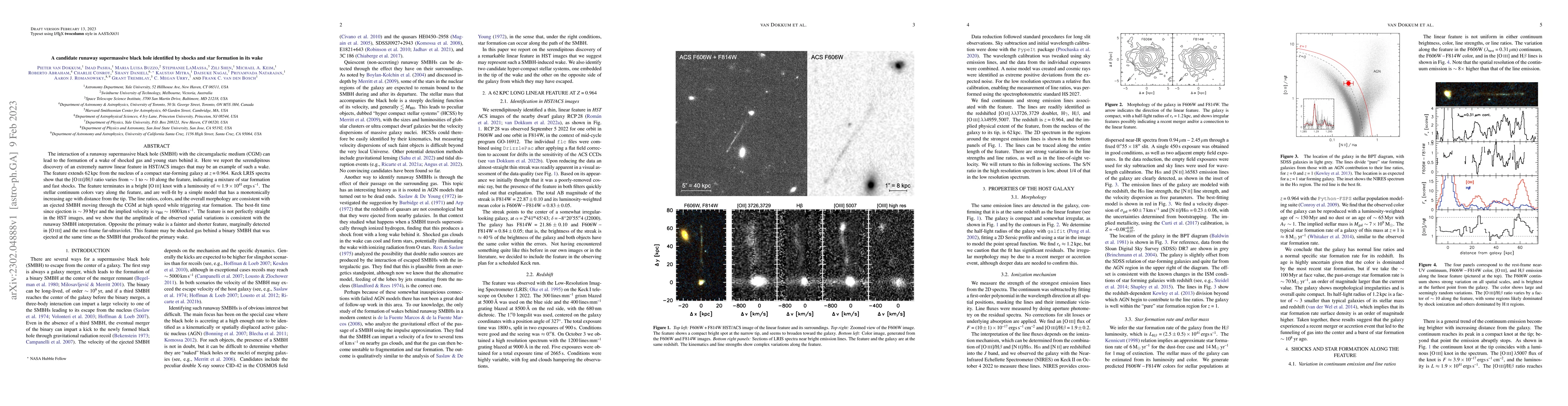 Thumbnail for A candidate runaway supermassive black hole identified by shocks and
  star formation in its wake