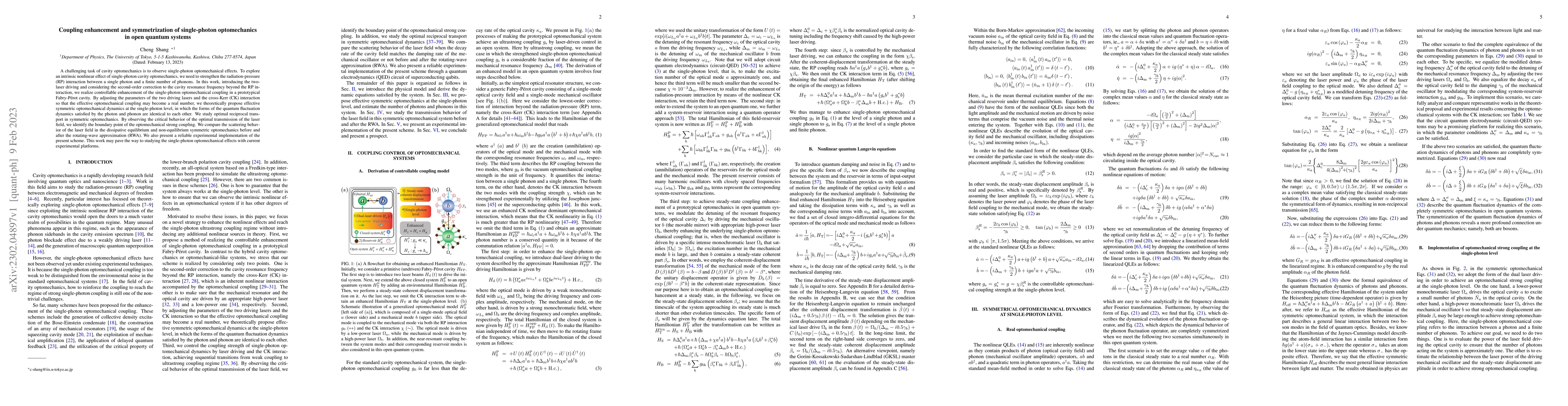 Thumbnail for Coupling enhancement and symmetrization of single-photon optomechanics
  in open quantum systems