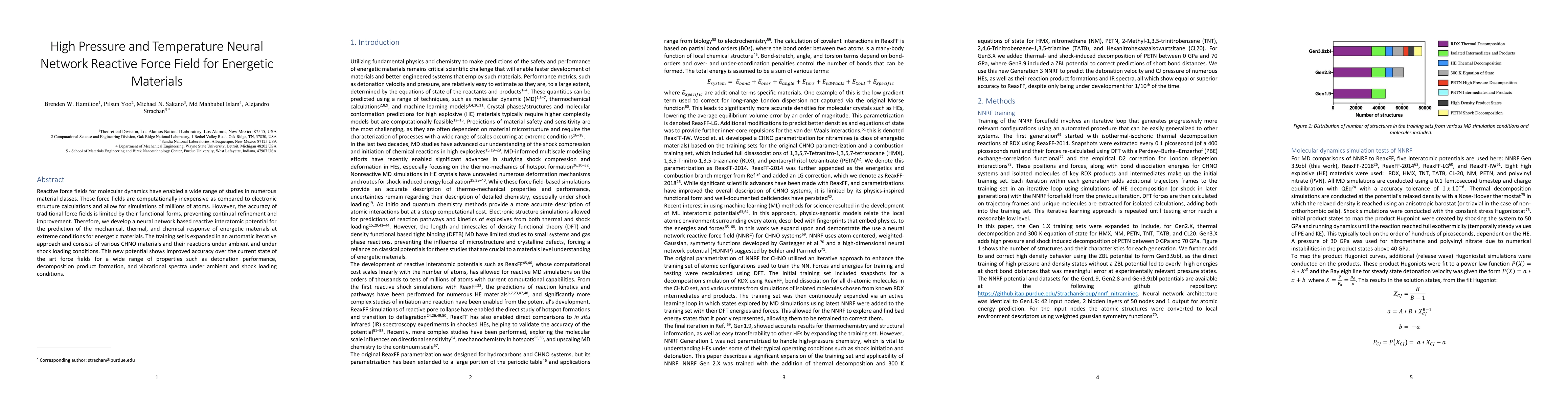 Thumbnail for High Pressure and Temperature Neural Network Reactive Force Field for
  Energetic Materials